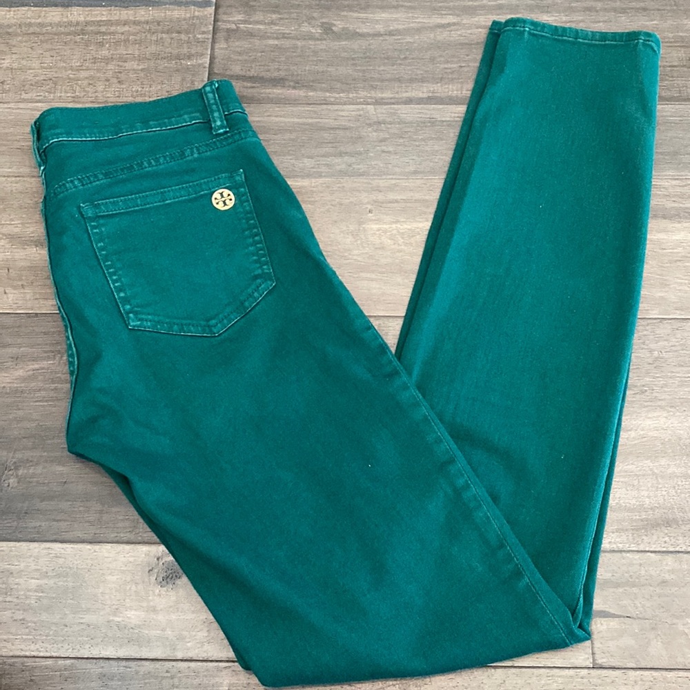 Tory Burch Ivy Super Skinny Jeans Green Womens Size 26